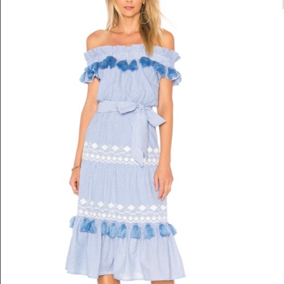 Tularosa Dresses & Skirts - Tularosa Lana tassels Pom Seersucker Dress Revolve